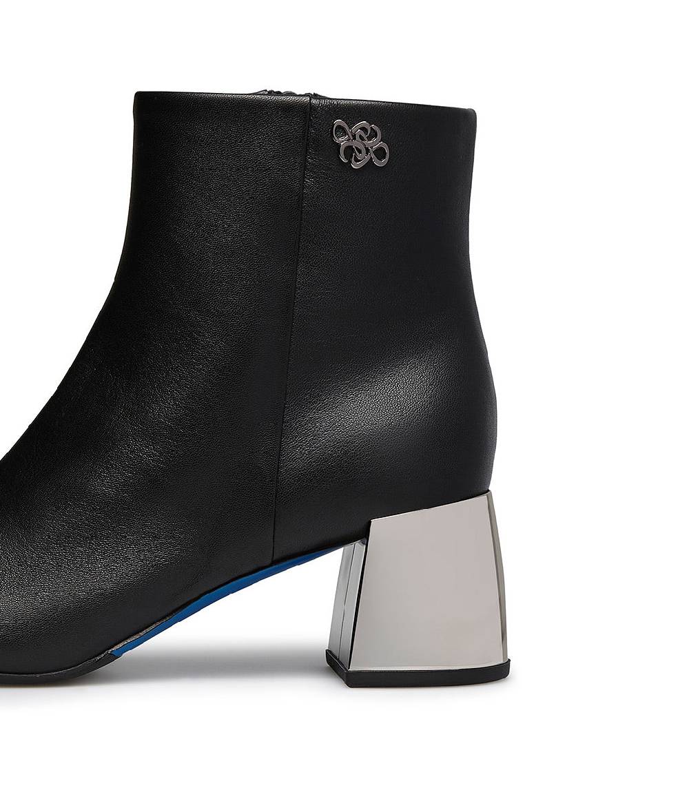 Loriblu Stivaletto In Nappa Nera Con Tacco Metal Argento