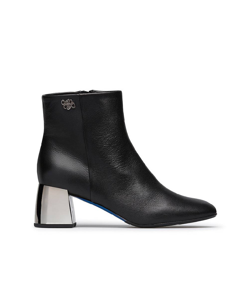 Loriblu Stivaletto in nappa nera con tacco metal argento