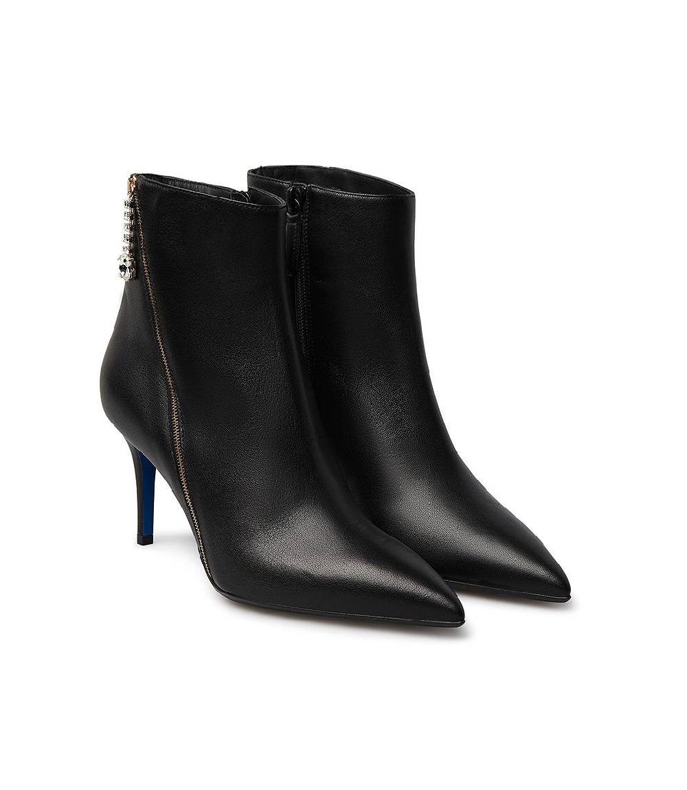 Loriblu Stivaletto In Nappa Nera Con Zip Decorativa Oro