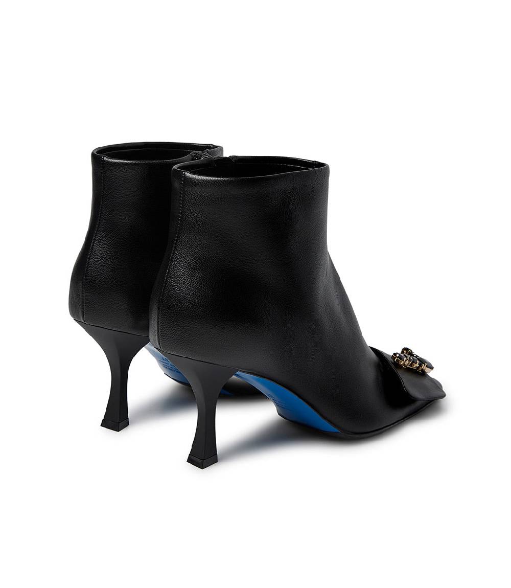 Loriblu Stivaletto In Nappa Nero Con Logo Signature Cristalli