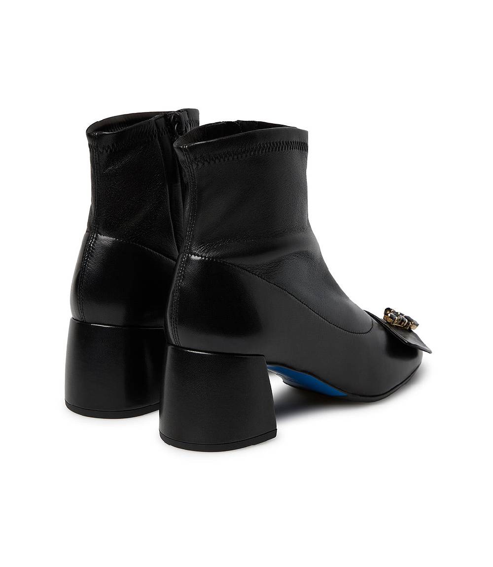 Loriblu Stivaletto In Nappa Nero Con Logo Signature Cristalli