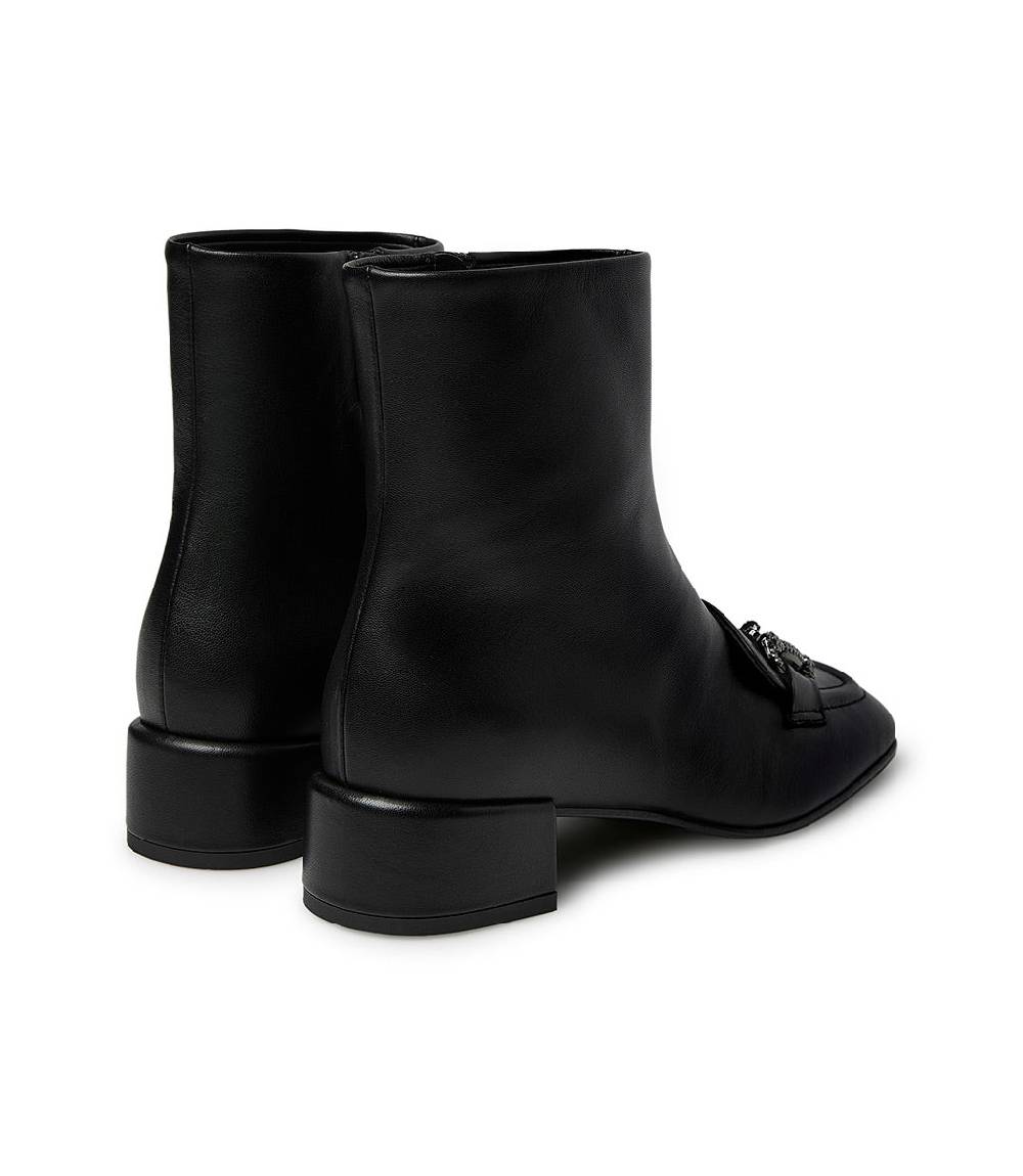 Loriblu Stivaletto In Nappa Nero Con Morsetto Gioiello