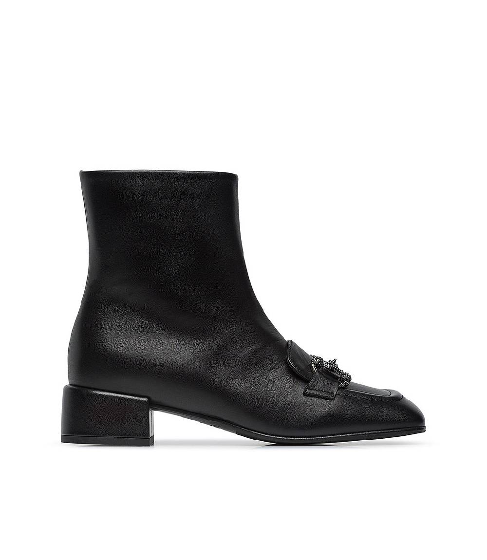 Loriblu Stivaletto in nappa nero con morsetto gioiello