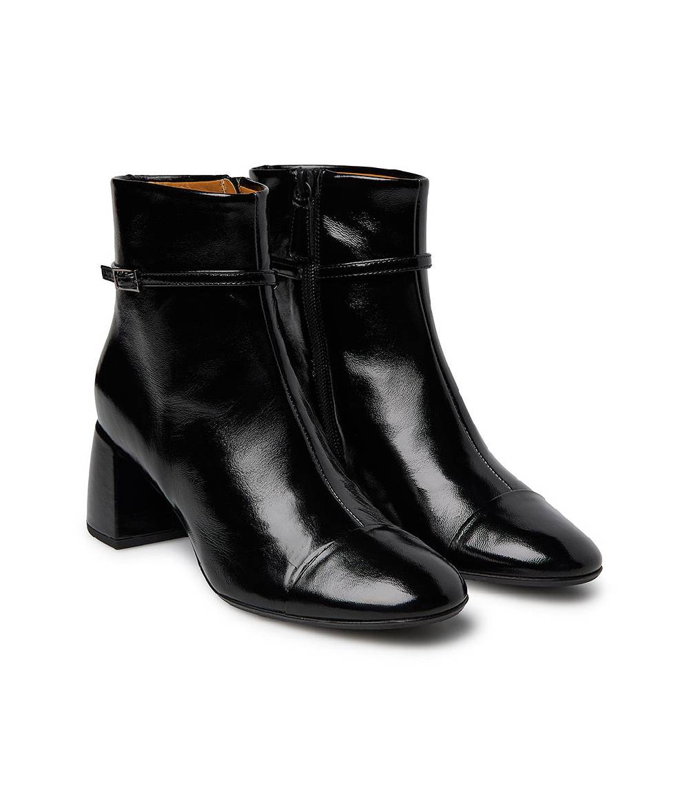 Loriblu Stivaletto In Pelle Lucida Nera Con Cinturino