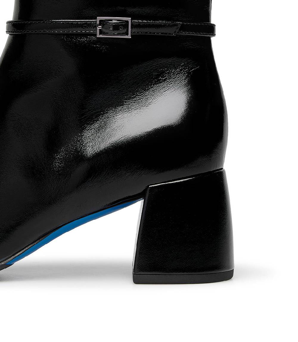 Loriblu Stivaletto In Pelle Lucida Nera Con Cinturino