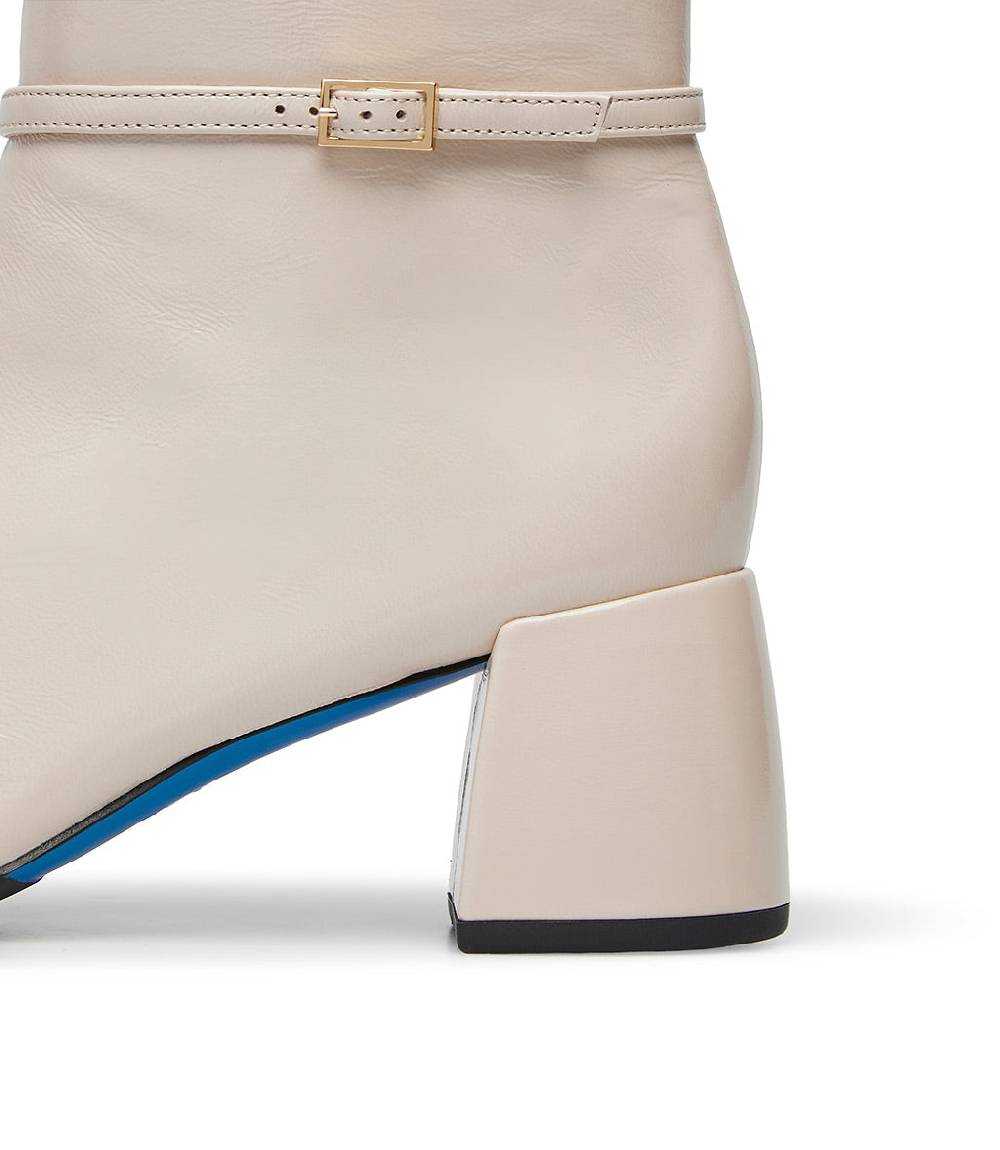 Loriblu Stivaletto In Pelle Lucida Sabbia Con Cinturino