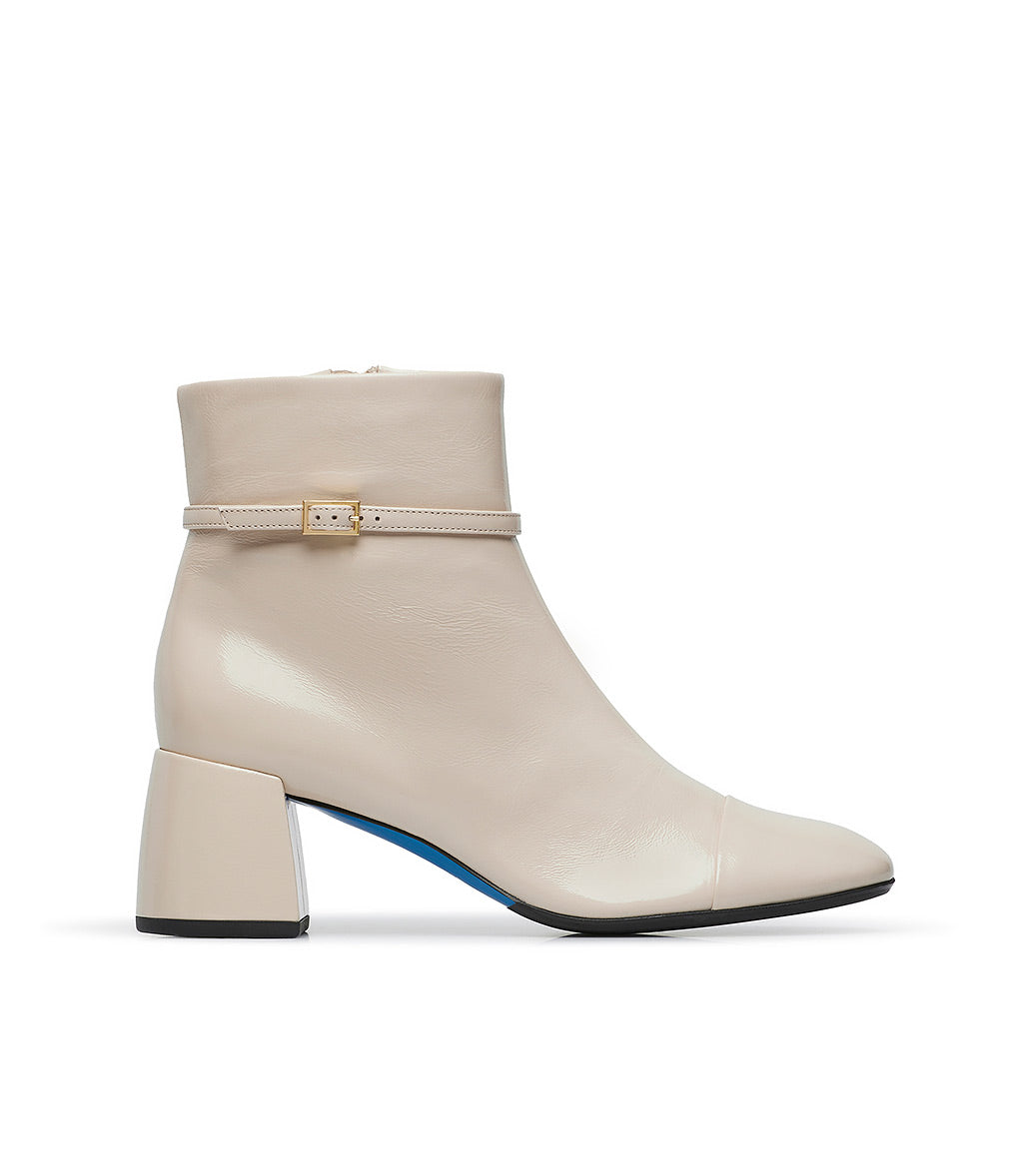 Loriblu Stivaletto in pelle lucida sabbia con cinturino