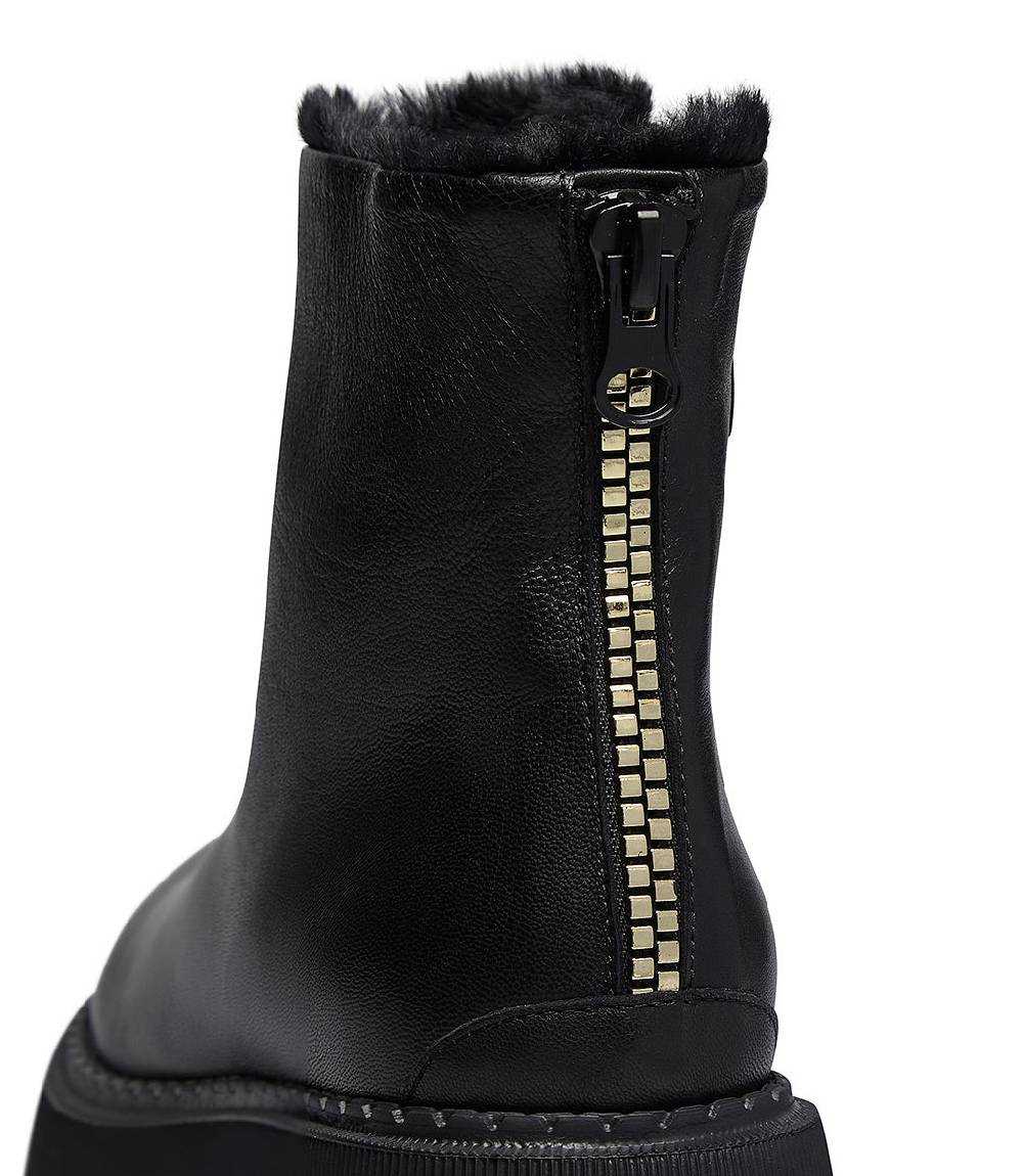 Loriblu Stivaletto In Vitello Nero Con Fodera Montone