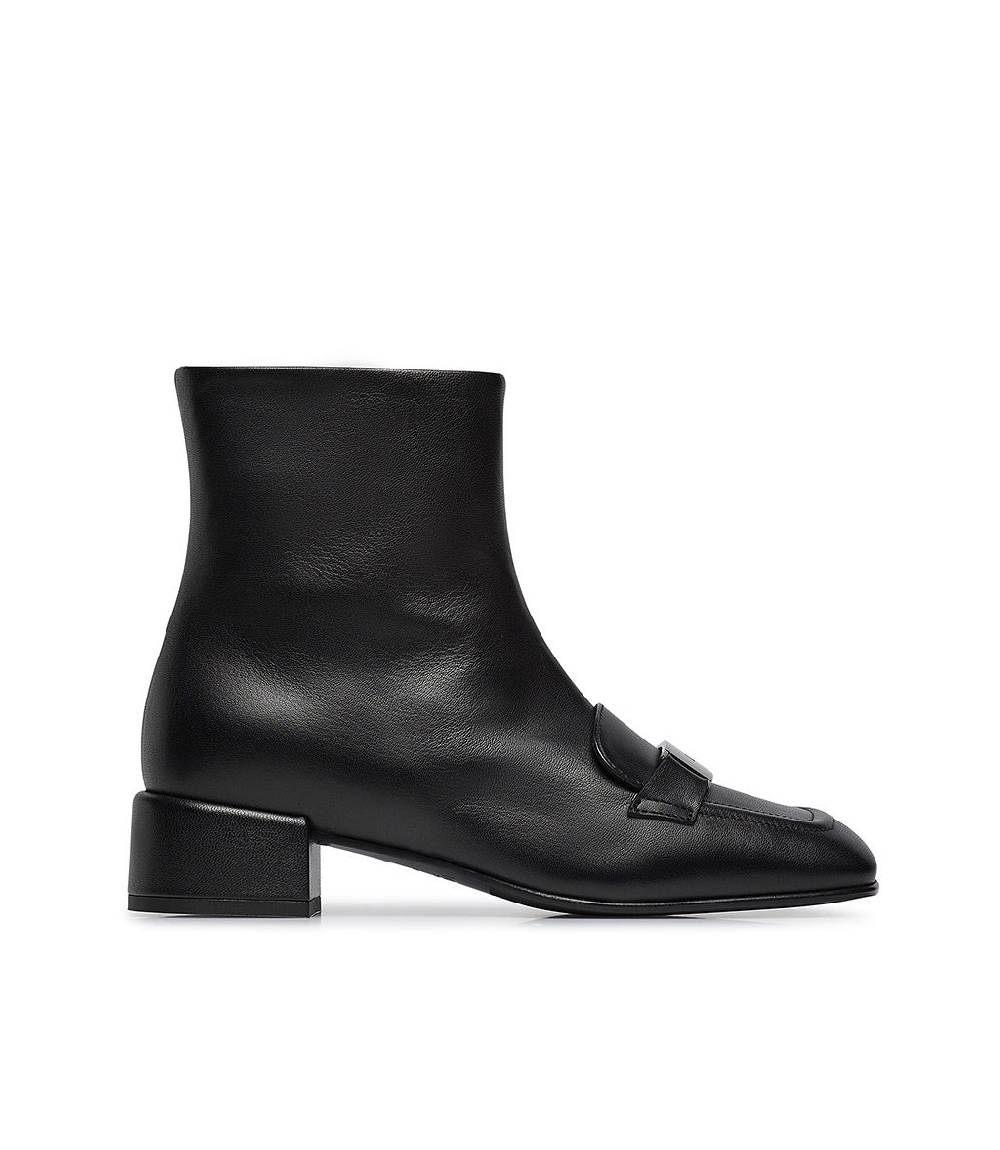 Loriblu Stivaletto nappa nero con placca Logo metal