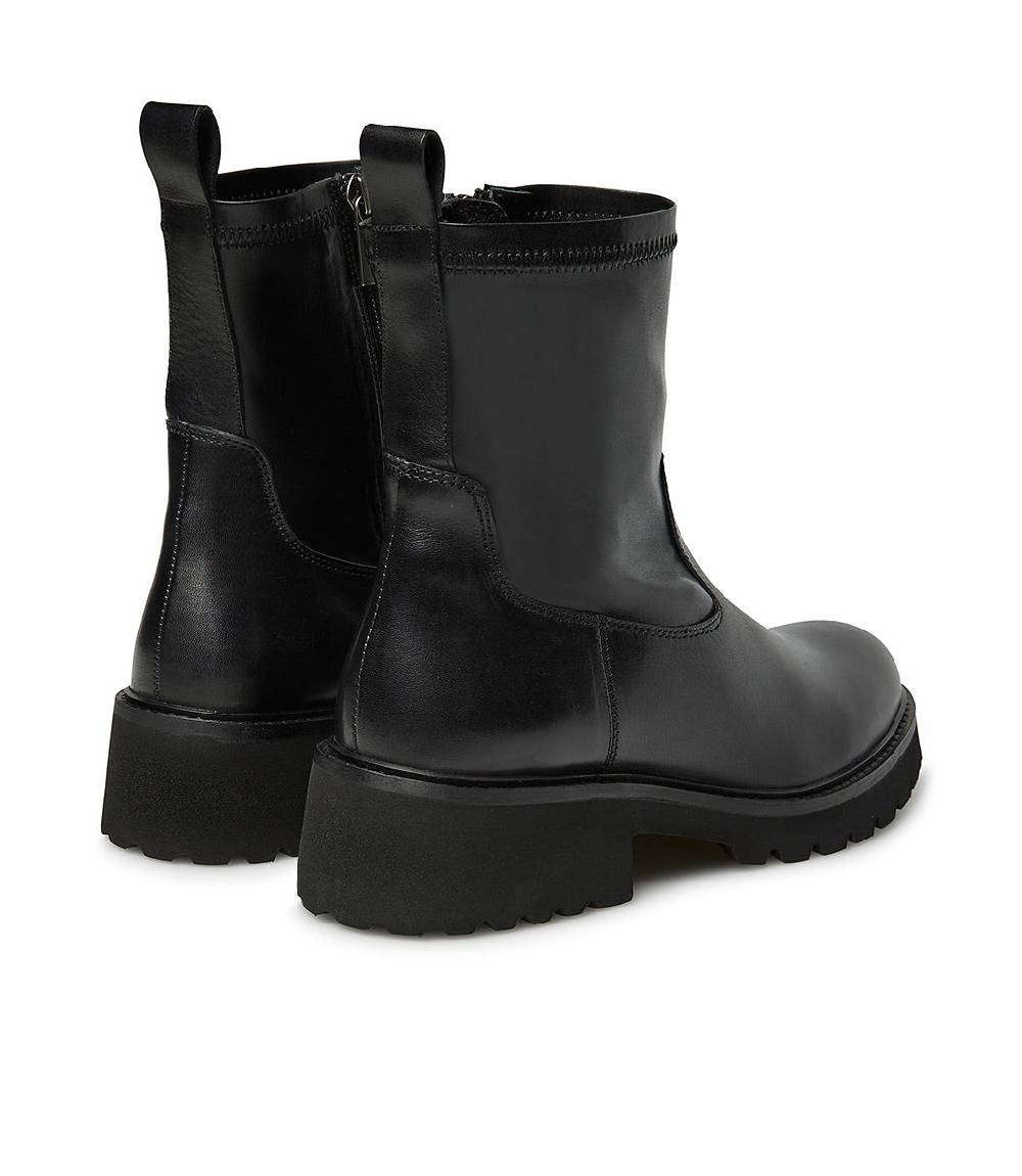 Loriblu Tronchetto In Vitello Nero E Tessuto Stretch