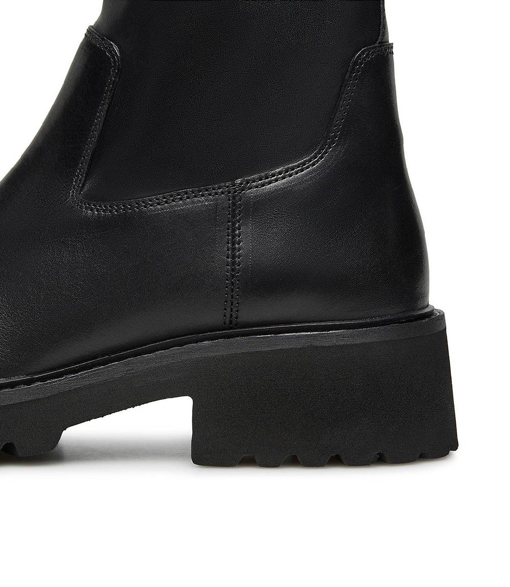 Loriblu Tronchetto In Vitello Nero E Tessuto Stretch