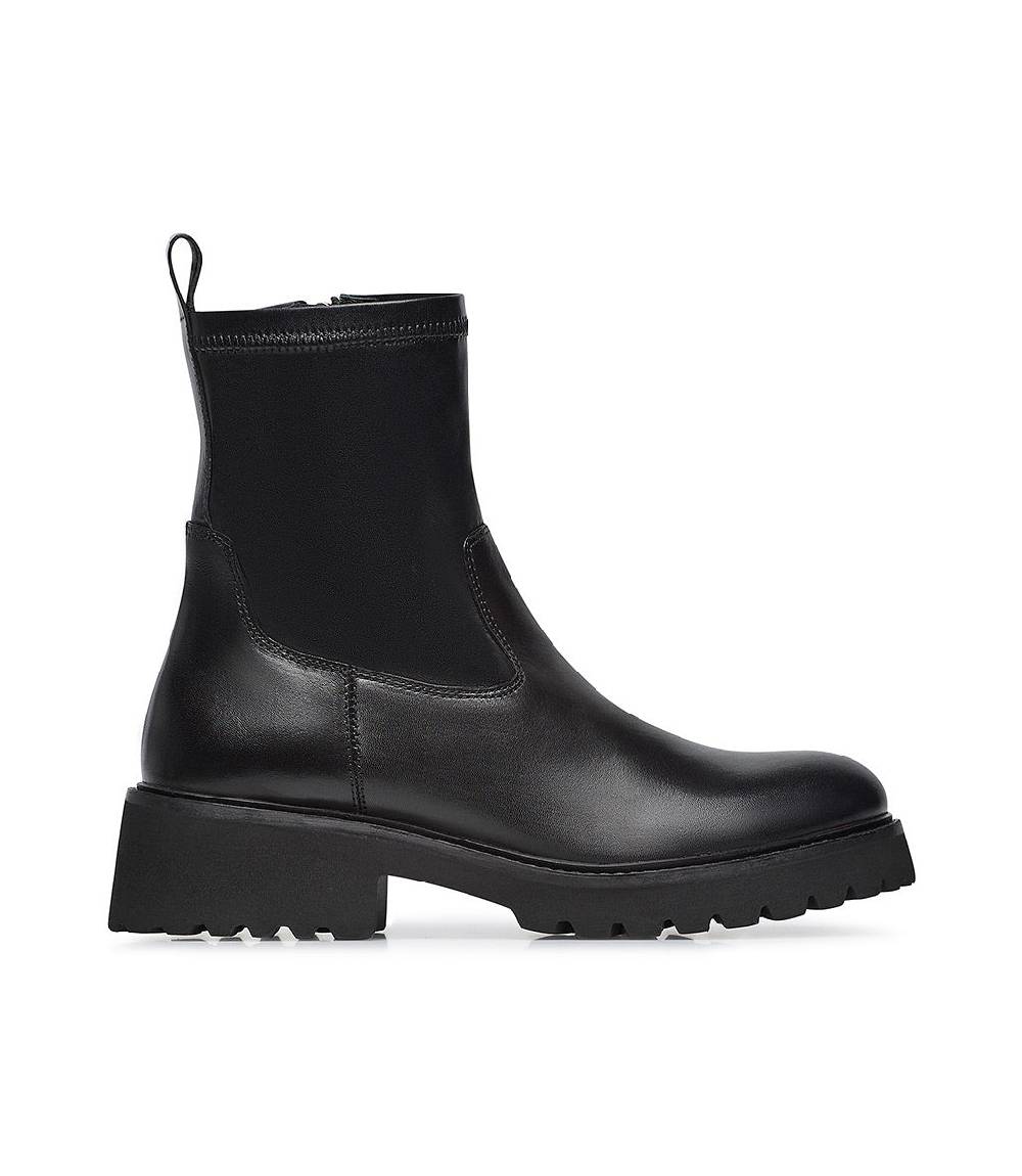 Loriblu Tronchetto in vitello nero e tessuto stretch