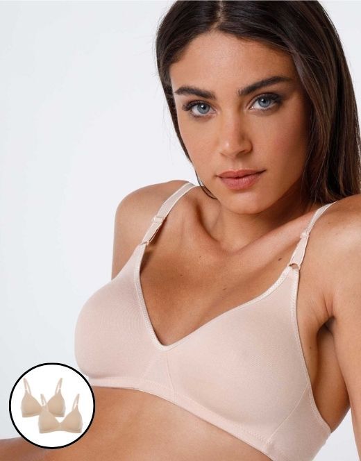 Lovable Bipack reggiseni senza ferretto Cotton Line in cotone, nude