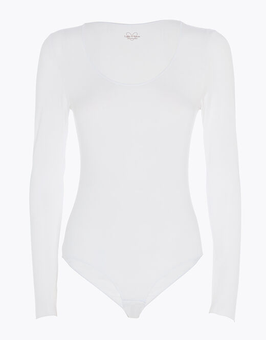 Lovable Body A Manica Lunga Con Scollo Rotondo In Modal, Bianco