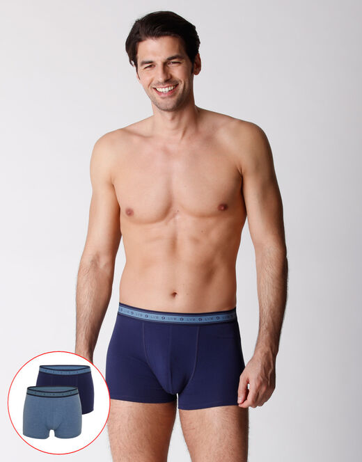 Lovable Boxer bipack uomo in cotone biologico, blu melange