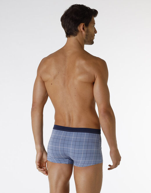 Lovable Boxer Casual Stretch Cotton In Cotone Elasticizzato, Azzurro Con Stampa A Quadri