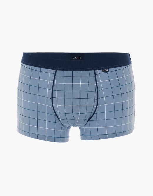 Lovable Boxer Casual Stretch Cotton In Cotone Elasticizzato, Azzurro Con Stampa A Quadri