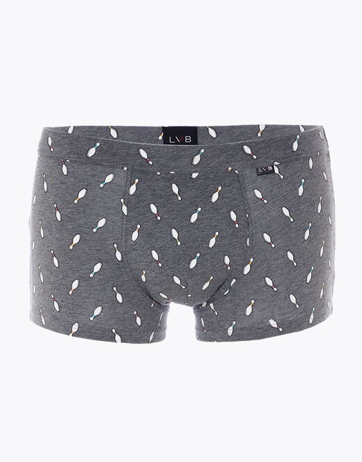 Lovable Boxer Printed Stretch Cotton In Cotone Elasticizzato, Grigio Melange Stampato
