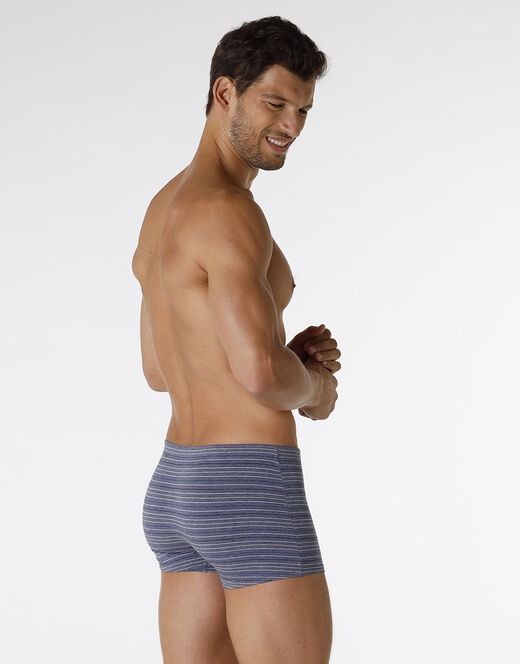 Lovable Boxer Rephined Cotton Modal, Blu Melange A Righe