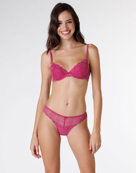 Lovable Brasiliano Pretty Lace In Pizzo E Microfibra, Rosa Sorbetto