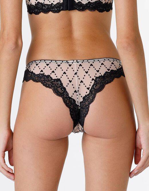 Lovable Brasiliano Velvet Tulle In Pizzo E Tulle, Skin E Nero