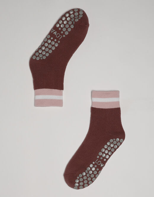 Lovable Calzini corti antiscivolo Warm & Cuddle Slipper in cotone, rosa grigio