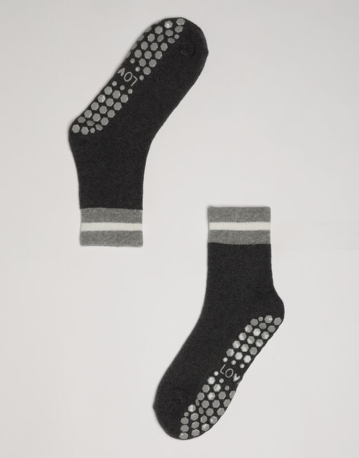 Lovable Calzini corti antiscivolo Warm & Cuddle Slipper in cotone, grigio melange