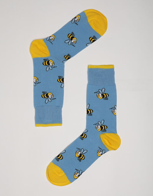 Lovable Calzini corti Crazy Socks in cotone, azzurri con stampa api