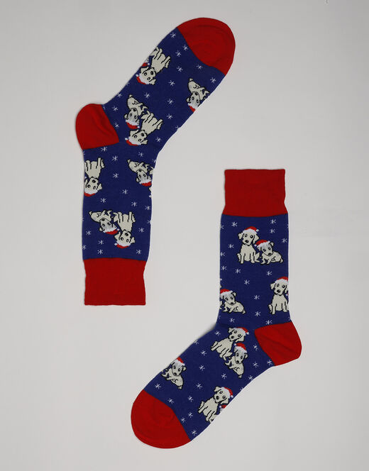 Lovable Calzini corti Crazy Socks in cotone, blu con stampa natalizia