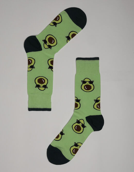 Lovable Calzini corti Crazy Socks in cotone, verdi con stampa avocado