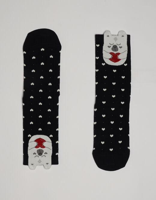 Lovable Calzini corti Fancy Allorver in cotone, blu navy con motivo a cuori