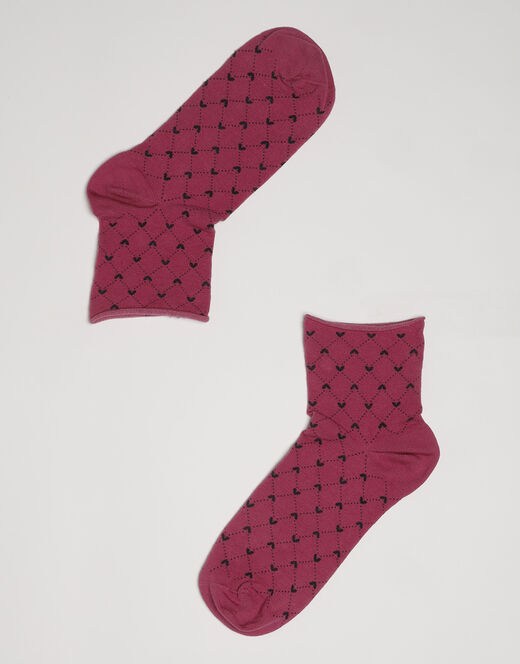 Lovable Calzini corti girocaviglia Fancy Allorver in cotone, rosa sorbetto con motivo a cuori