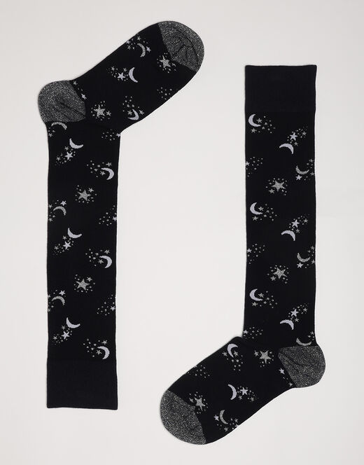 Lovable Calzini lunghi della collezione Fancy Allover in cotone, blu navy con stampa