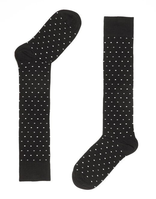 Lovable Calzini lunghi Geometrical Graphic in cotone, nero con motivo a rombi