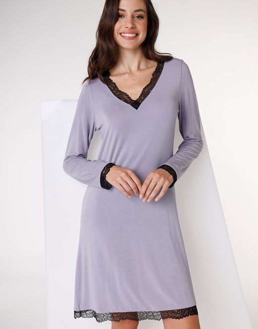 Lovable Camicia Da Notte In Jersey Di Modal Elasticizzato, Tornado Chiaro