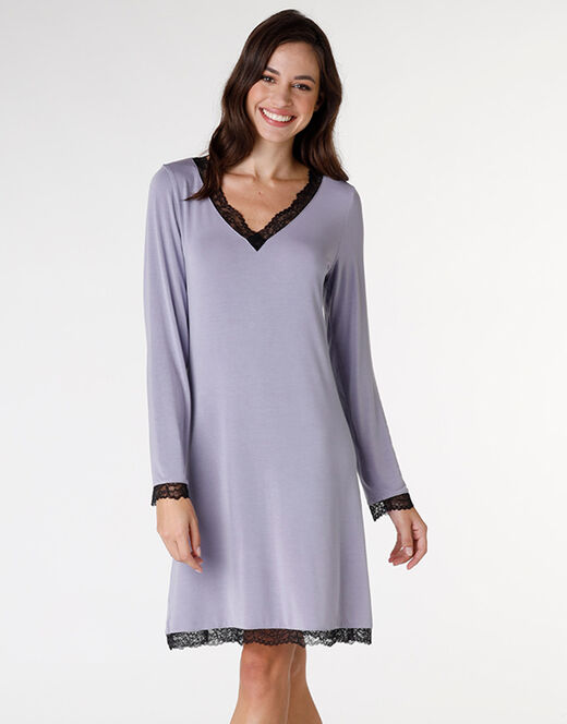 Lovable Camicia da notte in jersey di modal elasticizzato, tornado chiaro