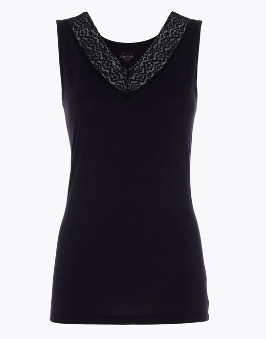 Lovable Canotta Donna Warm & Soft In Viscosa Spalla Larga Con Pizzo, Nera