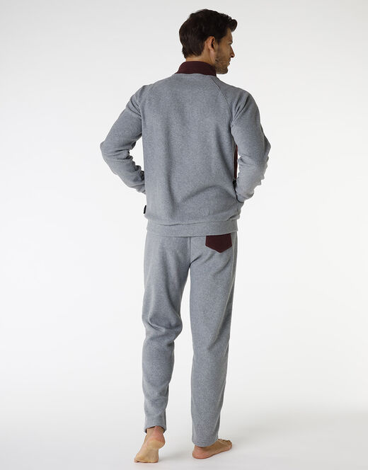 Lovable Homewear Aperto In Pile, Grigio Melange Scuro E Bordeaux