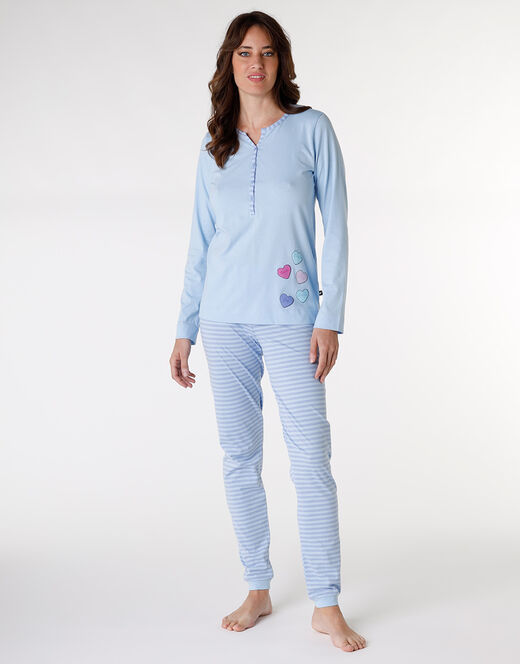 Lovable Pigiama lungo in jersey di cotone, azzurro