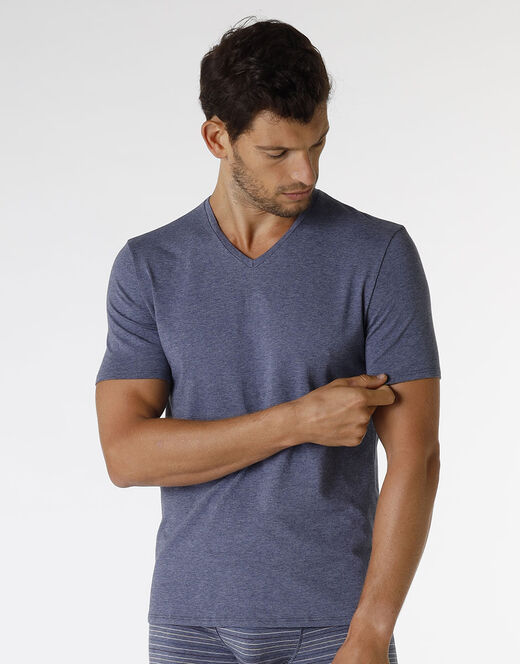 Lovable T-shirt Rephined Cotton Modal, Blu Melange