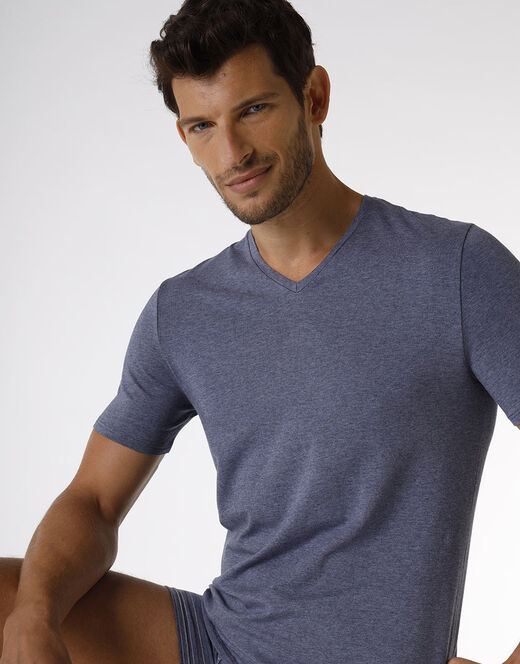 Lovable T-shirt Rephined Cotton Modal, blu melange