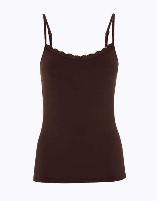 Lovable Top Basic Soul In Viscosa E Pizzo, Caffè