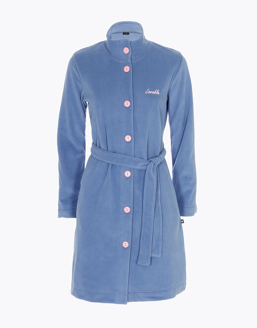 Lovable Vestaglia Aperta In Pile, Azzurro Ortensia