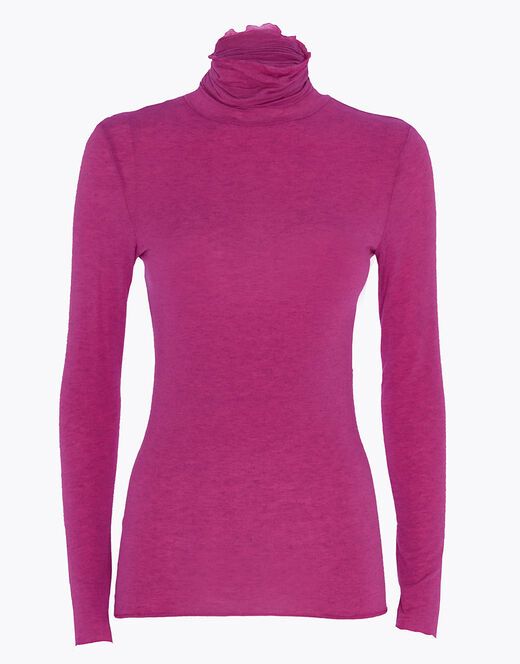 Lovable Maglia A Collo Alto E Manica Lunga In Modal E Cashmere, Rosa Sorbetto