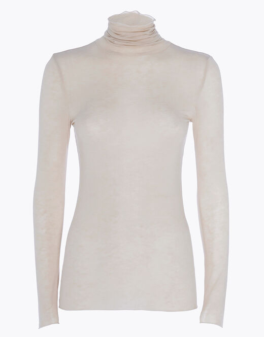 Lovable Maglia A Collo Alto E Manica Lunga In Modal E Cashmere, Sabbia