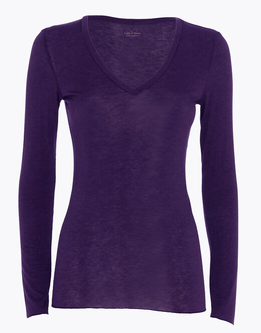 Lovable Maglia A Manica Lunga Con Scollo A V In Modal E Cashmere, Tornado Scuro