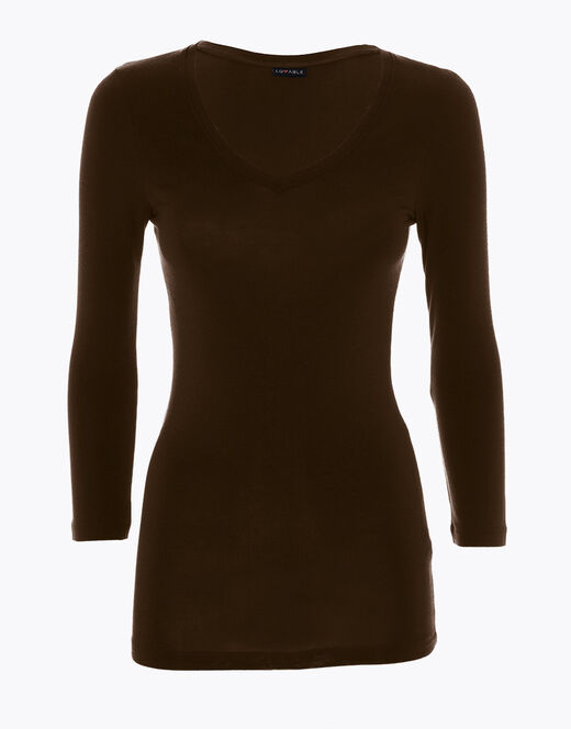 Lovable Maglia Con Manica A 3/4 Effetto Thermal Basic Soul, Caffè