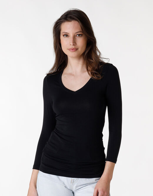 Lovable Maglia con manica a 3/4 effetto thermal Basic Soul, nero