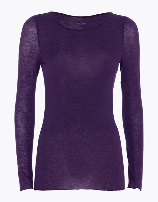 Lovable Maglia Con Scollo A Barchetta E Manica Lunga In Modal E Cashmere, Tornado Scuro