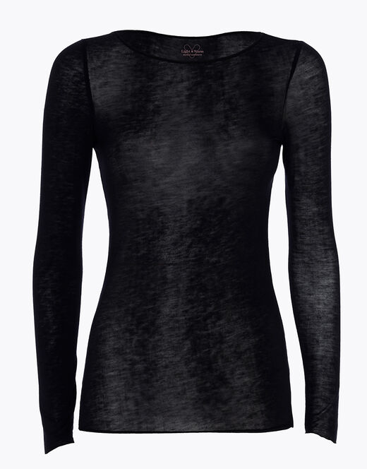 Lovable Maglia Con Scollo A Barchetta E Manica Lunga In Modal E Cashmere, Nero